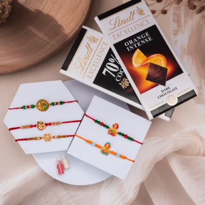 Divine Quintet, Spiritual Harmony & Lindt Decadence - Set of 5 Rakhis to USA